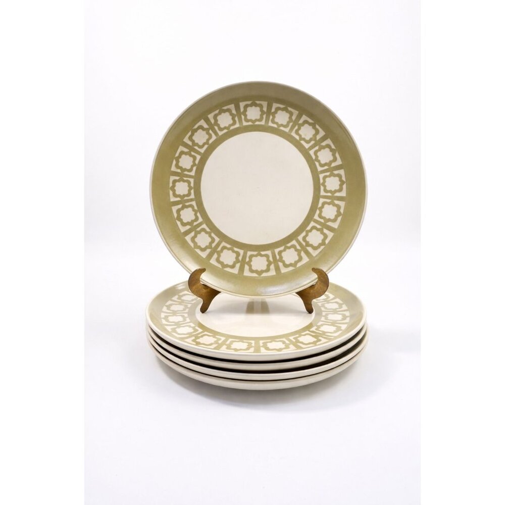 Ironstone Dinner Plates Harkerware Persian Key Sage Green Set 5 Replacement Chin